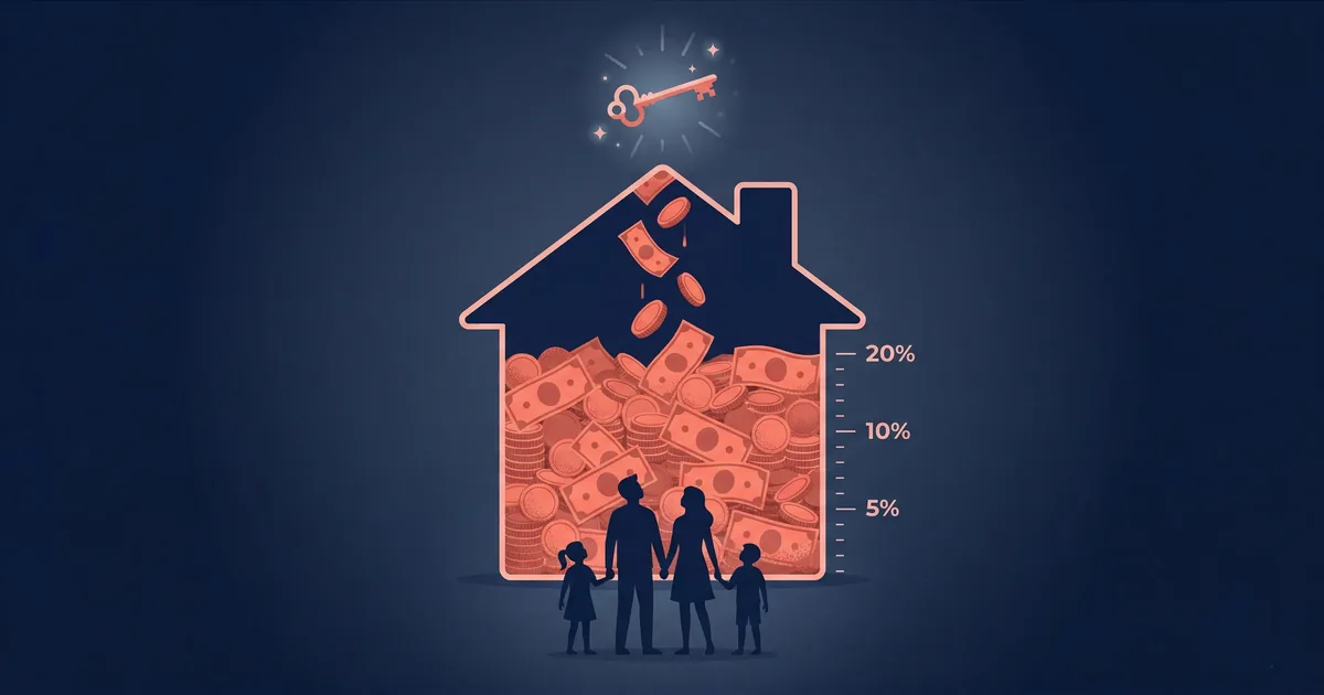 Save for a Down Payment - House outline being filled with coins like a progress bar