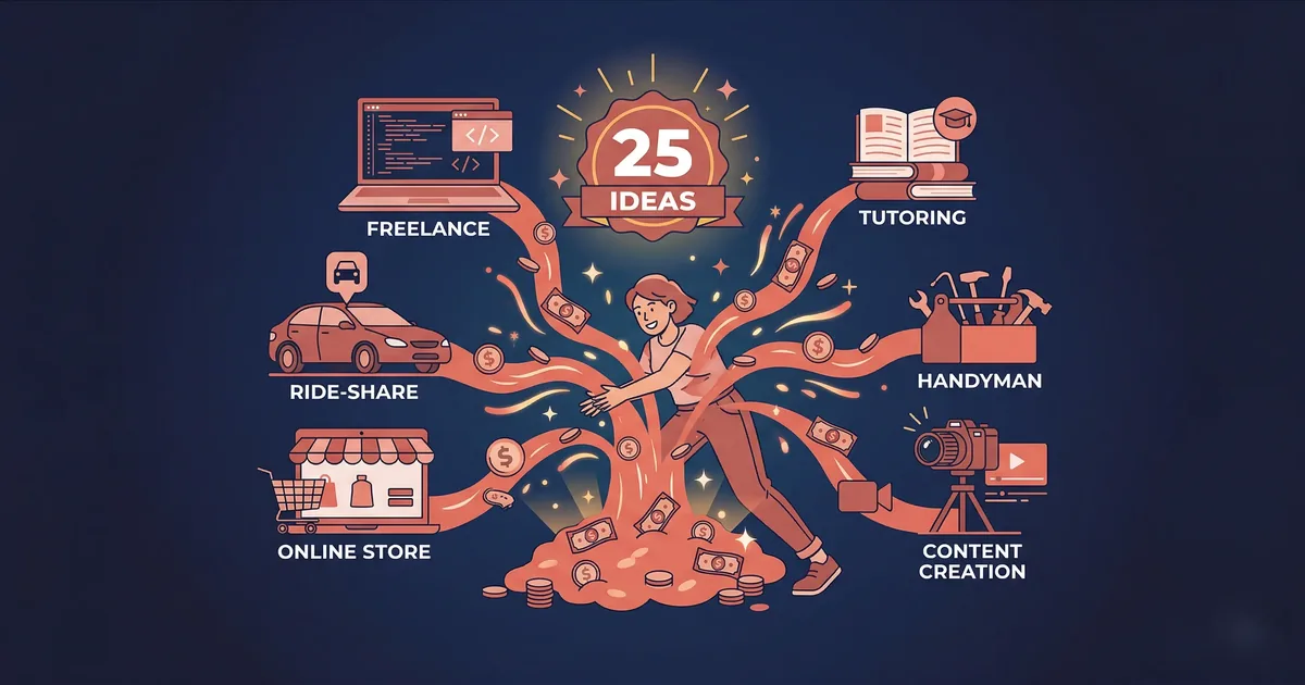 Side Hustle Ideas - Person with multiple income streams from different hustles